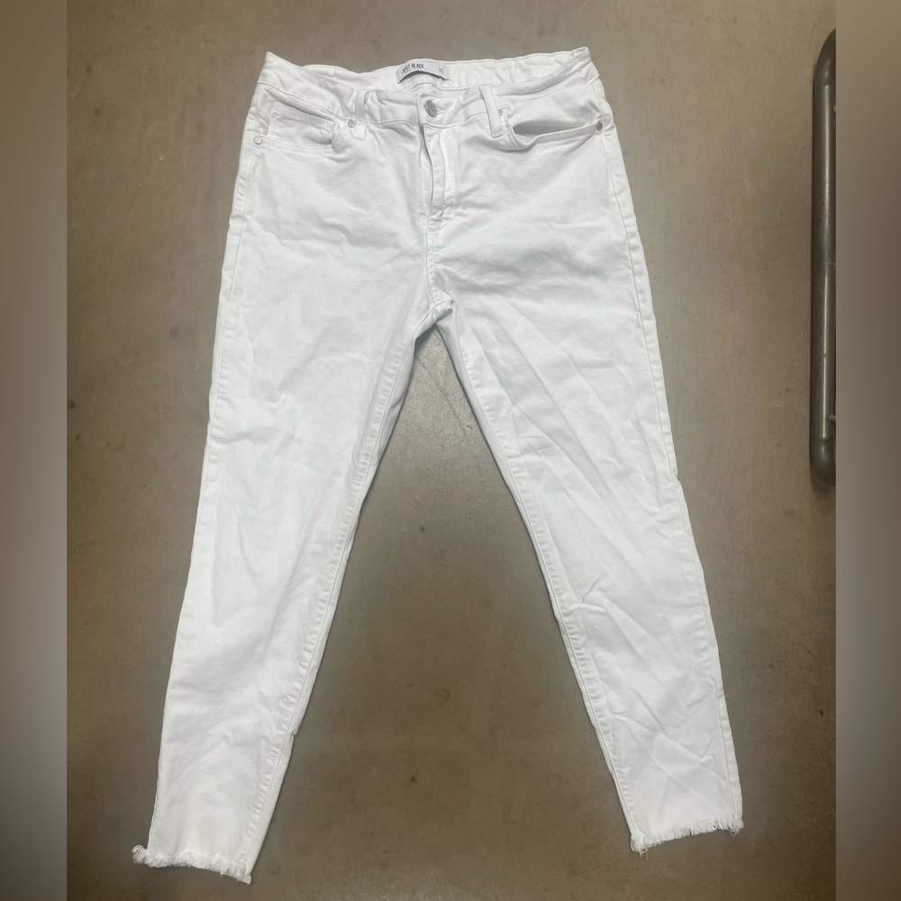 Just Black mid-rise raw hem women white skinny stretch jeans
